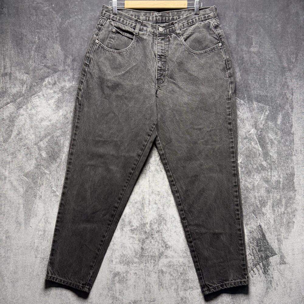 Vtg Venezia Jeans Womens 16 Gray High Rise Relaxed Tapered Acid Wash Denim